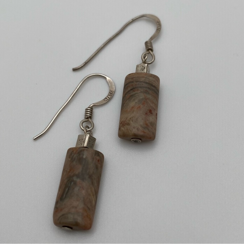 Sterling Silver 925 Rectangle Gemstone Earrings